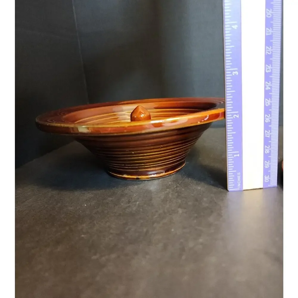 Vtg Apple Baker Hand Thrown Pottery Brown Stoneware 6.5